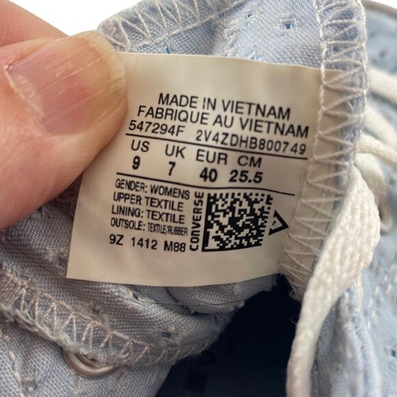 Converse Eyelet CT Ox Fountain Blue All Star Size 9 Sneakers - Picture 7 of 8